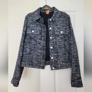 Brooks Brothers Black and White Textured Jean Jacket